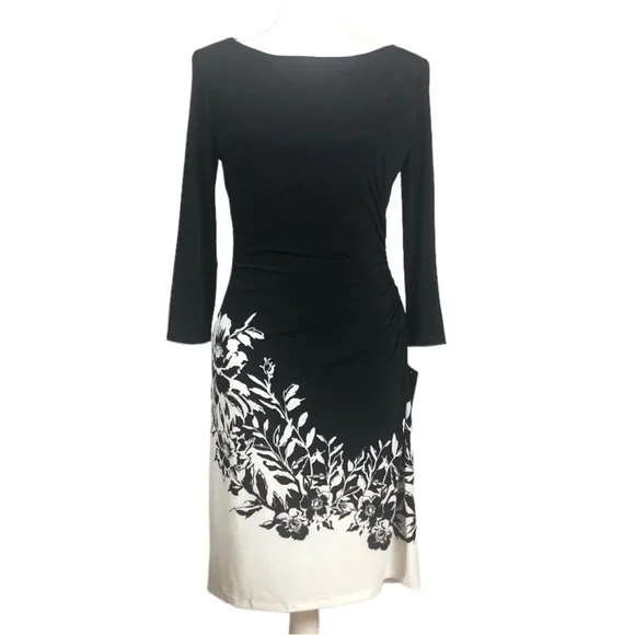 Women’s Lauren Ralph Lauren Black Cocktail Dress White Border Print. - Picture 2 of 7